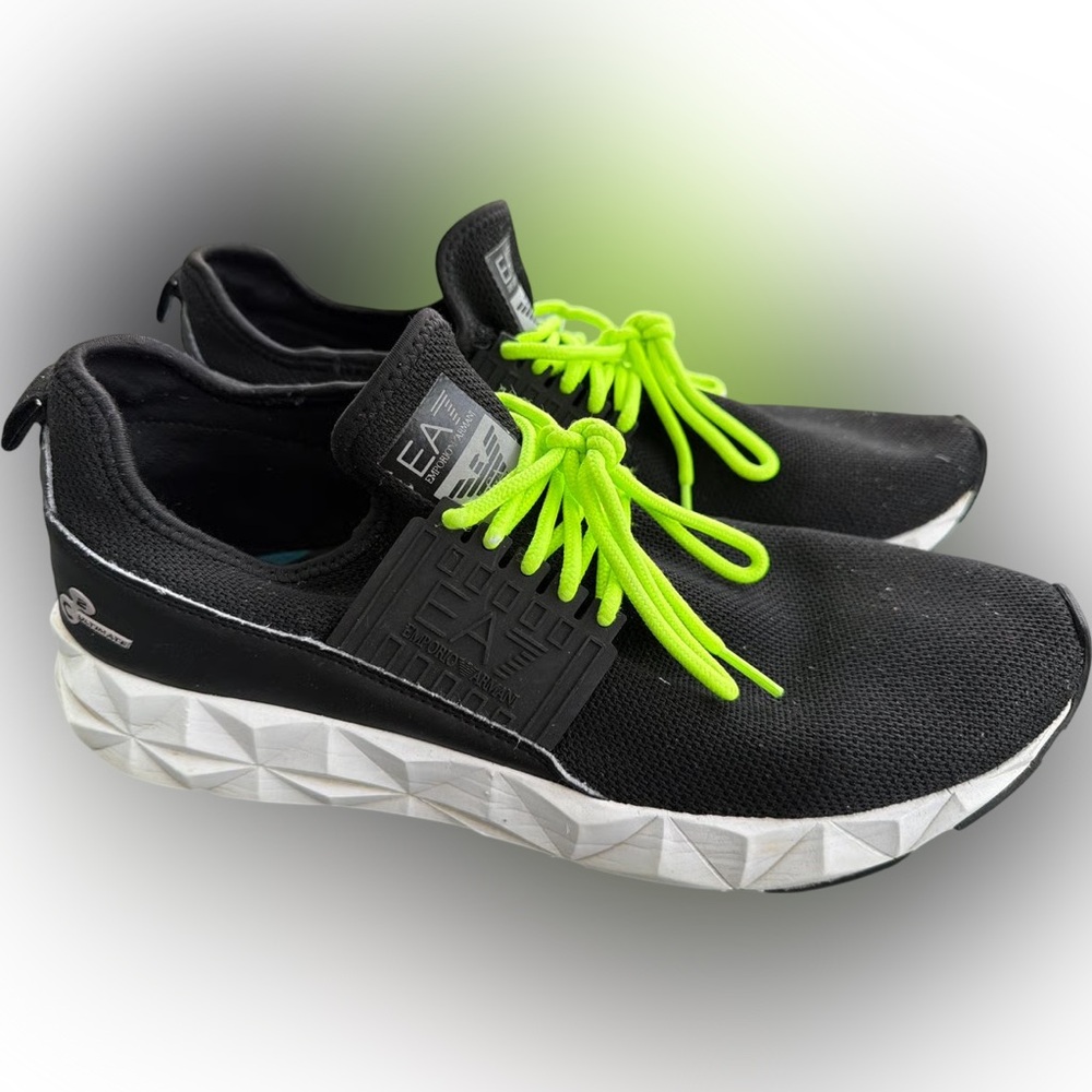 Emporio Armani EA7 Black and Neon Green Sneakers